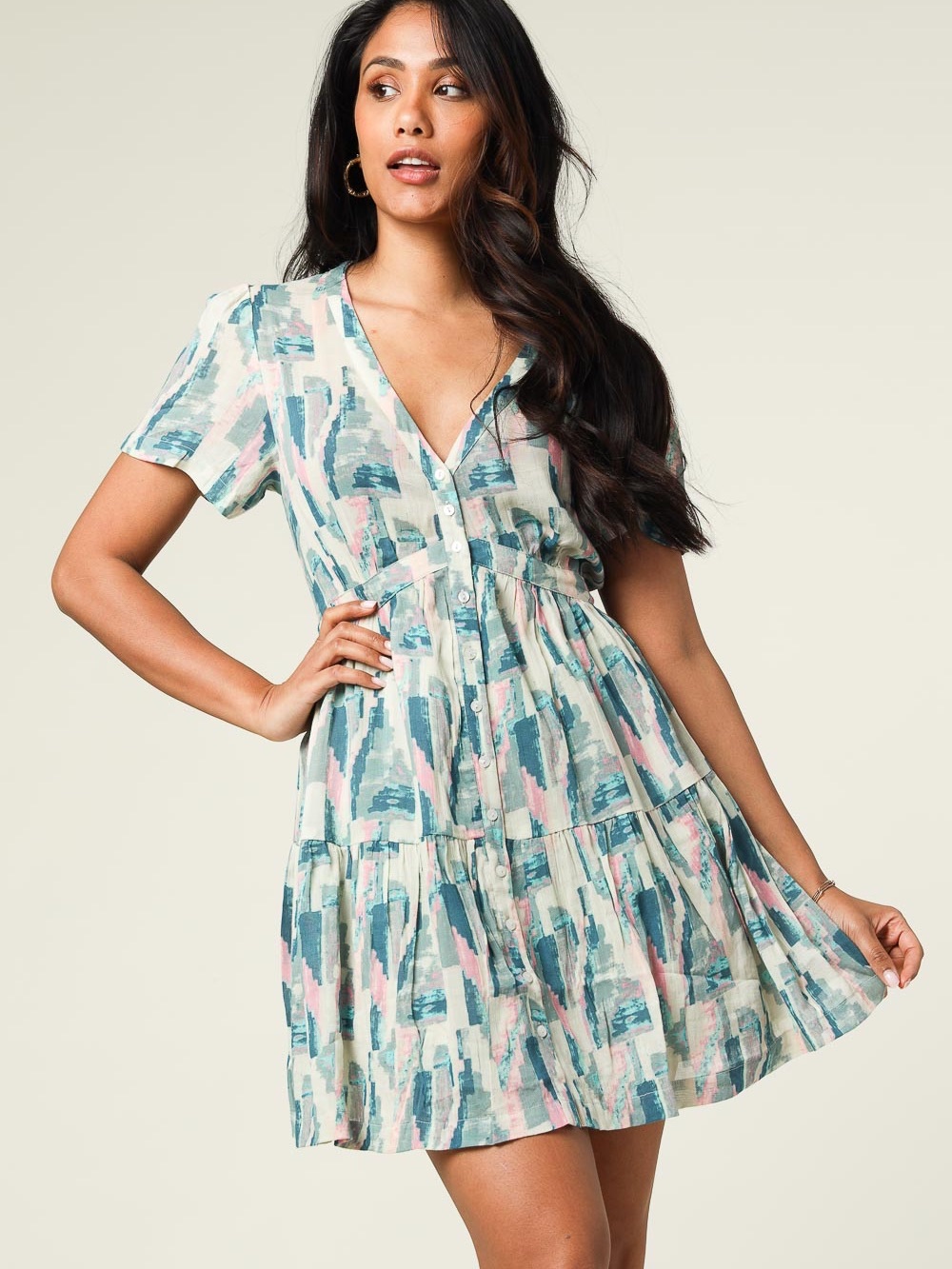 ba&sh Robe Talita Dress – Turquoise Brushstroke Size XS